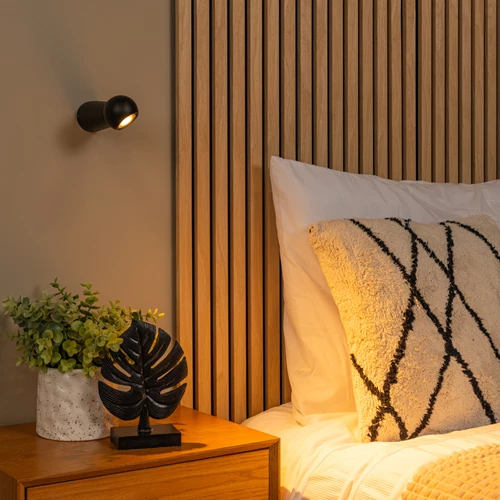 Lucide IPSOS - Wandlamp Badkamer - LED - 1x6W 2700K - IP54 - Zwart - sfeer 1